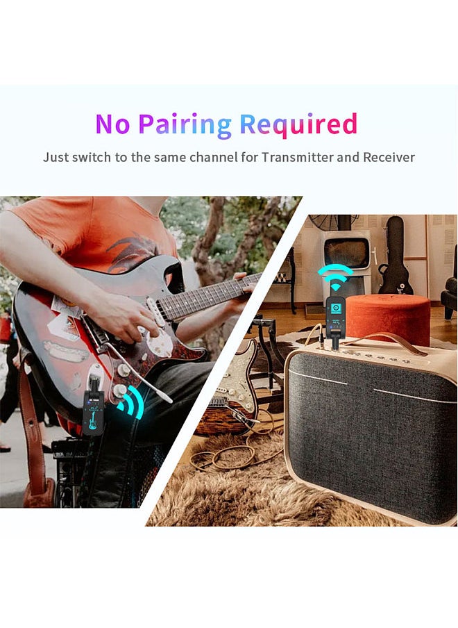 2.4G Wireless Guitar System Rechargeable Guitar Transmitter Receiver Set