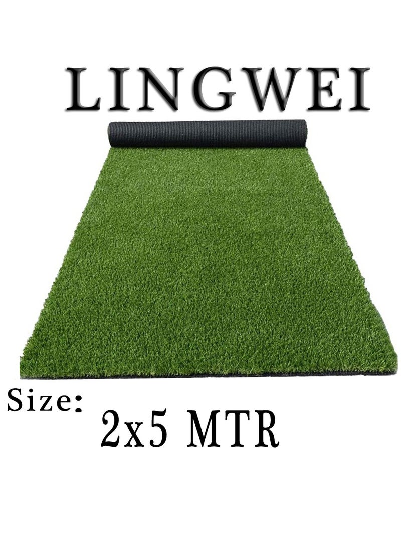 لينجوي سجادة عشب صناعي فاخرة 2×5 متر - سجادة عشب واقعية ومتينة للمنزل والفناء والحديقة والاستخدام الداخلي - Image 4
