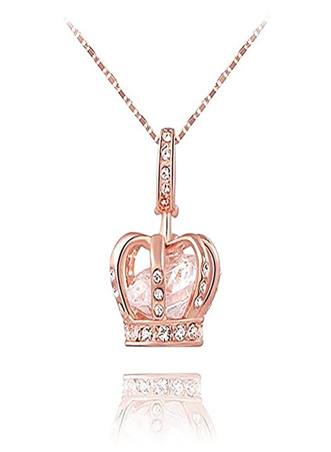TIDOO Crown Jewelry Womens Queen and Pendant Necklace 3 Lays Rose Gold/Platinum Plated With Austrain Crystals - Image 1