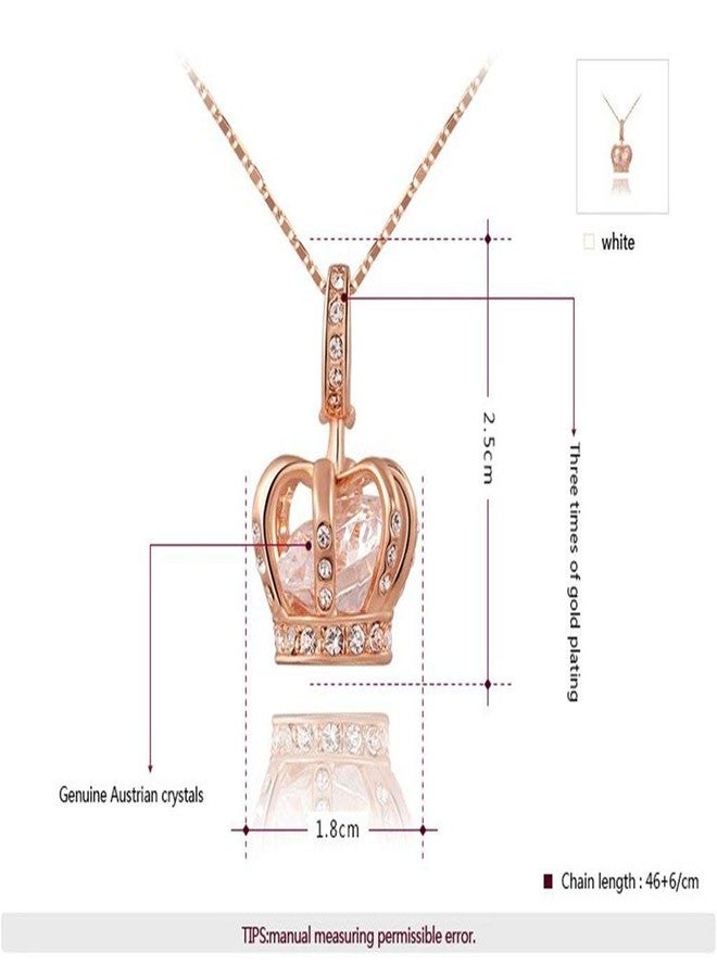 TIDOO Crown Jewelry Womens Queen and Pendant Necklace 3 Lays Rose Gold/Platinum Plated With Austrain Crystals - Image 2