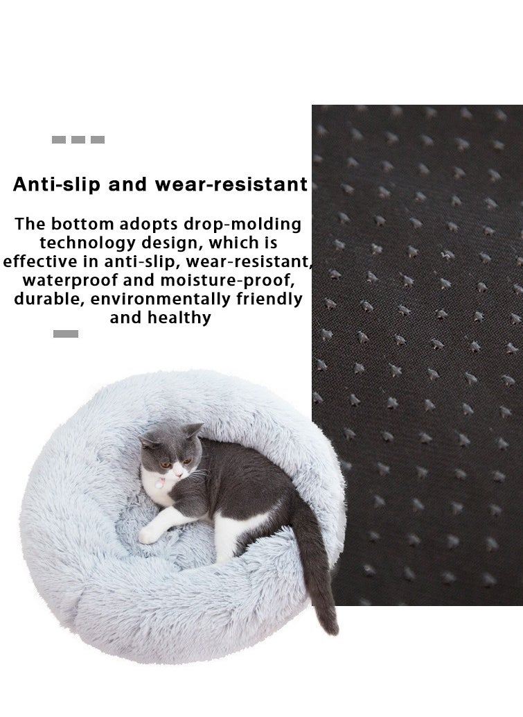 MHD Deep Grey Fluffy Pet Bed: Perfect Cuddly Spot For Cats And Small Dogs  - Image 4