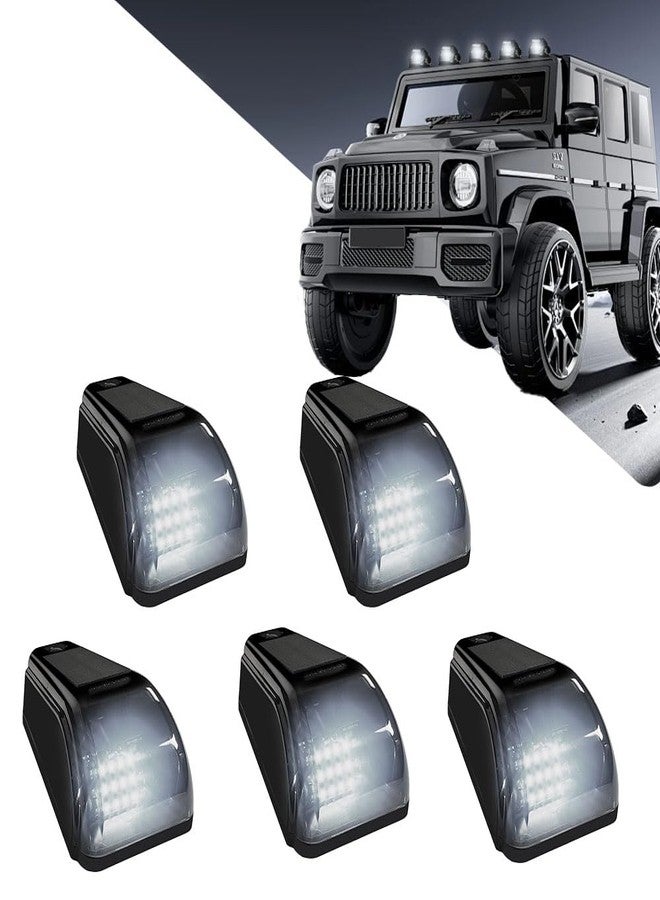 UPXSXT 5Pcs No Drill Car Cab Lights, Solar Powered Waterproof Wireless Rooftop Cab Clearance Light for Truck Cab Led Lights Vibration Sensor Roof Lights for Universal Car (white) - Image 1