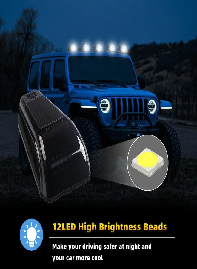 UPXSXT 5Pcs No Drill Car Cab Lights, Solar Powered Waterproof Wireless Rooftop Cab Clearance Light for Truck Cab Led Lights Vibration Sensor Roof Lights for Universal Car (white) - Image 2