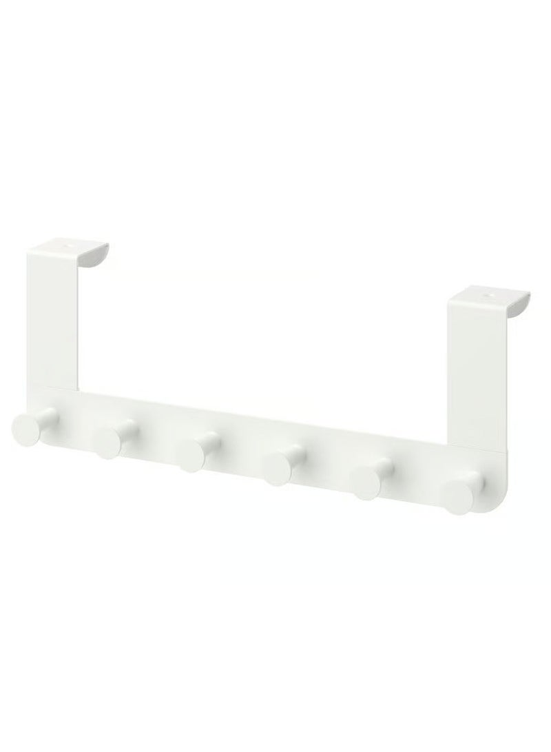 Selecto Hub Over Door Hanger Rack with 6 Hooks – White Steel Door Hook Organizer for Bathroom, Bedroom & Closet – Scratch Protection, Space Saving Hanging Rack - Image 2