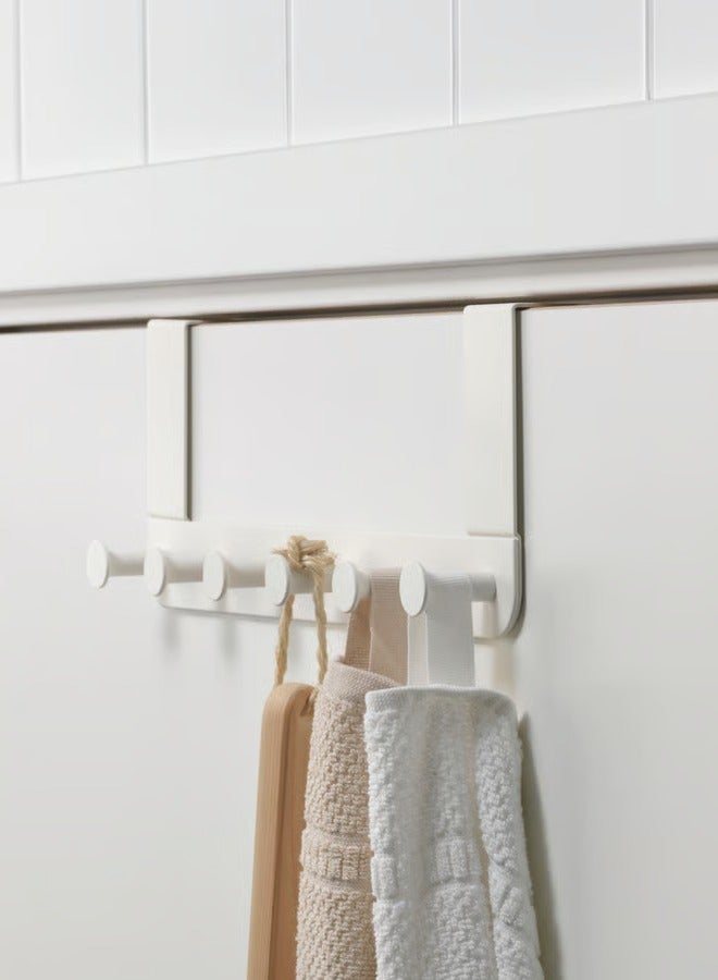Selecto Hub Over Door Hanger Rack with 6 Hooks – White Steel Door Hook Organizer for Bathroom, Bedroom & Closet – Scratch Protection, Space Saving Hanging Rack - Image 1