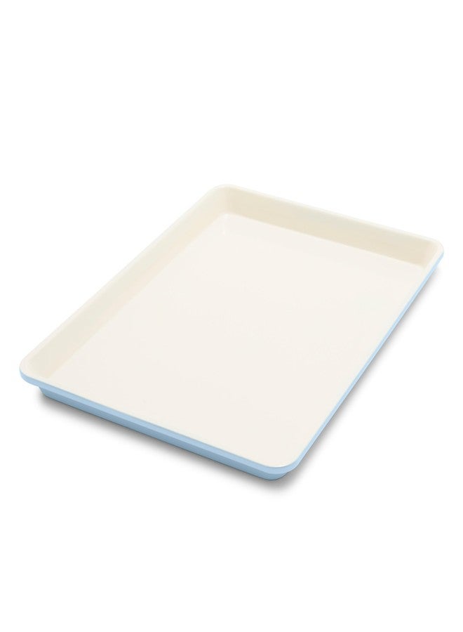جرين لايف صينية خبز GreenLife Bakeware نصف صينية بسكويت مقاس 18 × 13 بوصة، مصنوعة من السيراميك الصحي غير اللاصق والخالي من المواد السامة PFAS، آمنة للاستخدام في الفرن حتى 450 درجة فهرنهايت، سهلة الإخراج، توزيع متساوٍ للحرارة، سهلة التنظيف، لون أزرق ضبابي - Image 1
