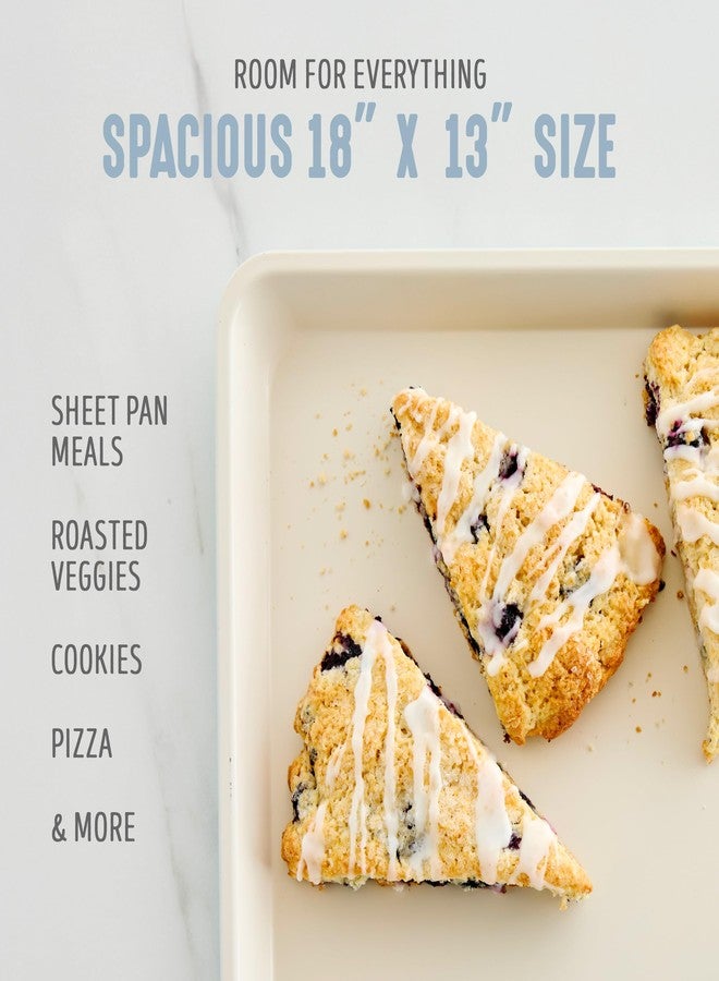 جرين لايف صينية خبز GreenLife Bakeware نصف صينية بسكويت مقاس 18 × 13 بوصة، مصنوعة من السيراميك الصحي غير اللاصق والخالي من المواد السامة PFAS، آمنة للاستخدام في الفرن حتى 450 درجة فهرنهايت، سهلة الإخراج، توزيع متساوٍ للحرارة، سهلة التنظيف، لون أزرق ضبابي - Image 2