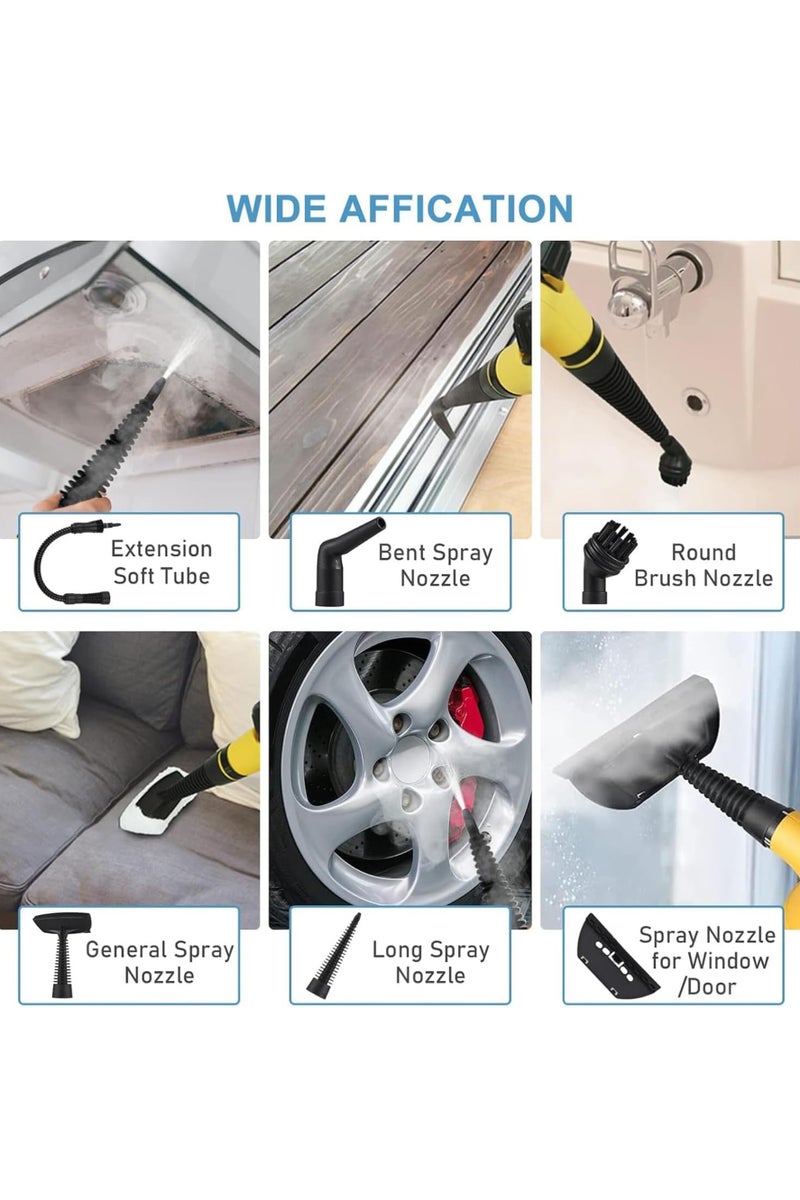 Digi Core منظف بخاري محمول باليد بقوة 1000 وات متعدد الوظائف ودرجة حرارة عالية وضغط عالي مع 9 قطع ملحقات للمطبخ والأريكة والحمام والسيارة والنافذة و2 فرشاة من النايلون وفرشاة نحاسية واحدة - Image 5