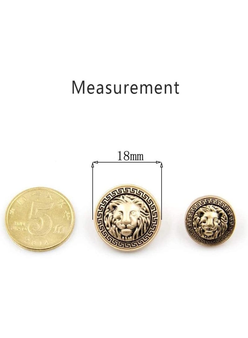 Cobest Lion Gold Metal Blazer Button, 30 Pieces Lion Head Embossed Sewing Button Suit Shirt DIY Buttons for Blazer, Suits, Sport Coat, Uniform (18mm) - Image 5