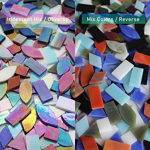 LITMIND Iridescent Glass Mosaic Tiles for Crafts, 240 Pieces 5 Shapes Mixed Stained Glass Sheets, Mosaic Kits for Adults (Iridescent Mix) - Image 5