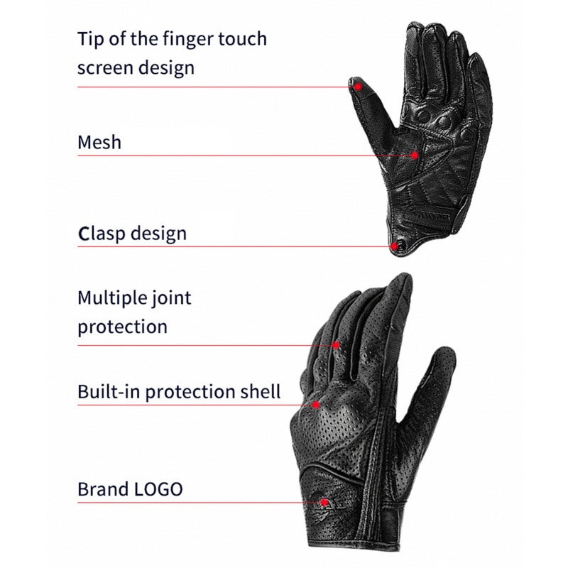 Genuine Sheepskin Gloves: Black M Size No Holes - High-Quality Real Sheepskin Leather With Soft Touch Lasting Comfort, Perforated Option For Breathability, Warm Stylish Hand Protector For Motorcycling - Image 3