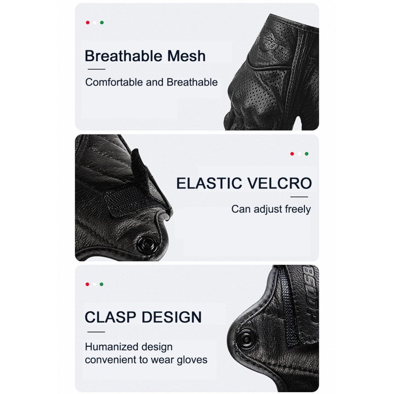 Genuine Sheepskin Gloves: Black M Size No Holes - High-Quality Real Sheepskin Leather With Soft Touch Lasting Comfort, Perforated Option For Breathability, Warm Stylish Hand Protector For Motorcycling - Image 2
