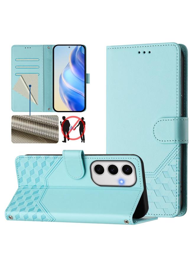 اس-توب جراب لهاتف Samsung Galaxy S24 FE 5G جراب هاتف جلدي بنقش قرص العسل بتقنية RFID - Image 1