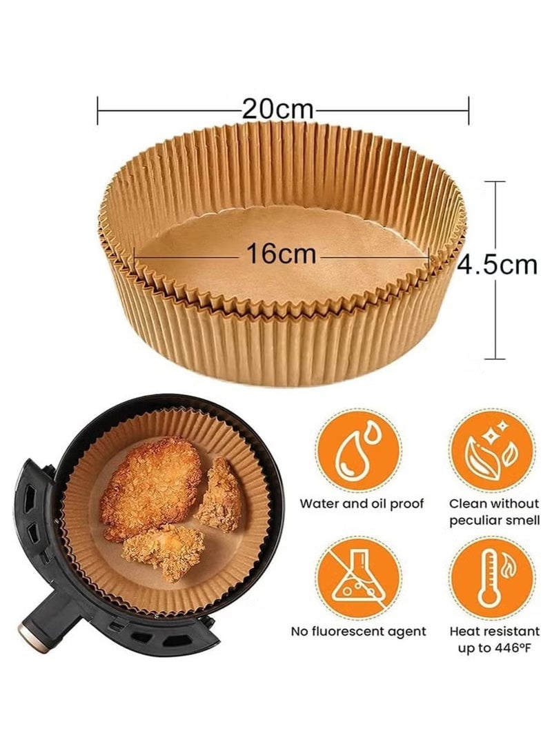 صن سباير 100 قطعة من ورق القلاية الهوائية غير لاصقة يمكن التخلص منها، بطانات ورق زبدة غير لاصقة، مستديرة للخبز من الدرجة الغذائية للقلاية الهوائية، 16 سم/6.3 بوصة بني - Image 2