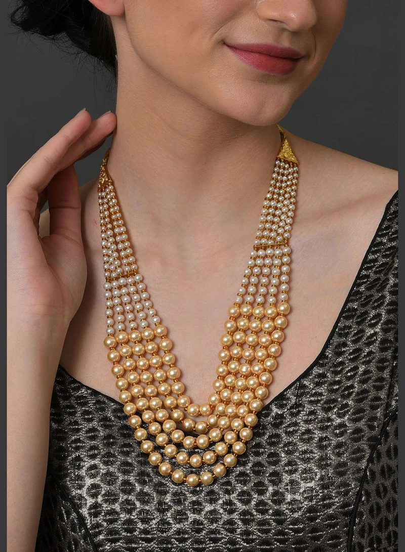 SOHI Gold Plated Pearls Necklace, Choker and Earrings