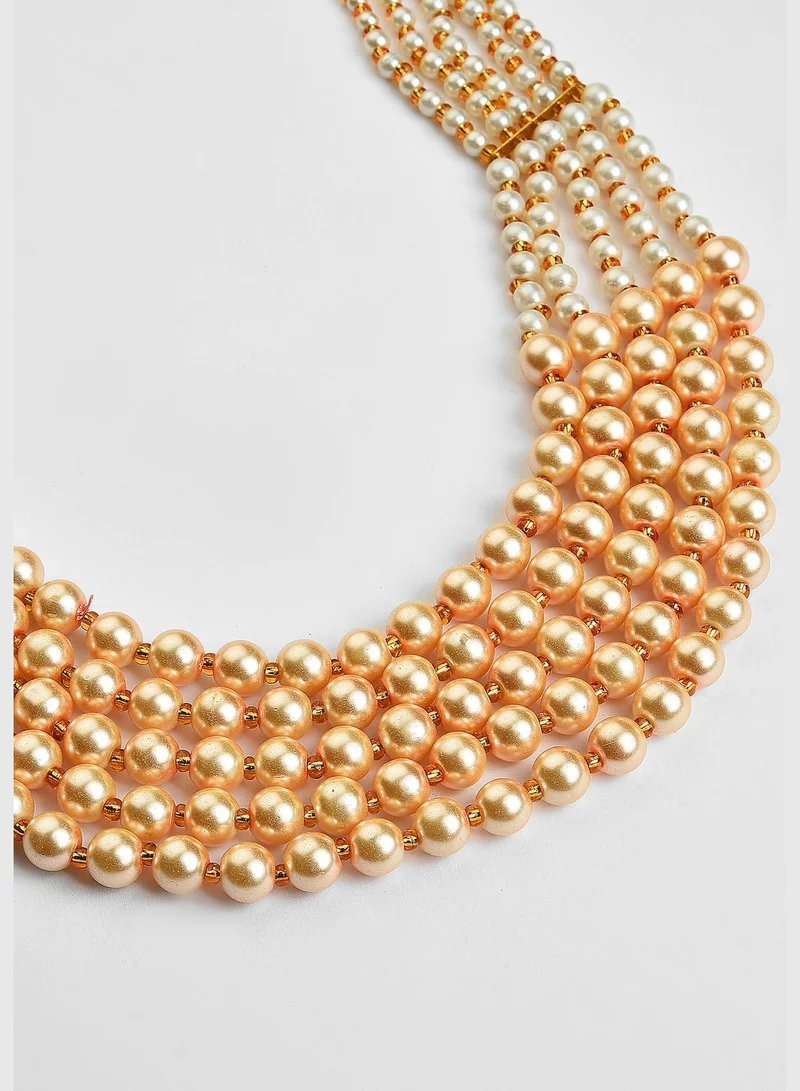 SOHI Gold Plated Pearls Necklace, Choker and Earrings