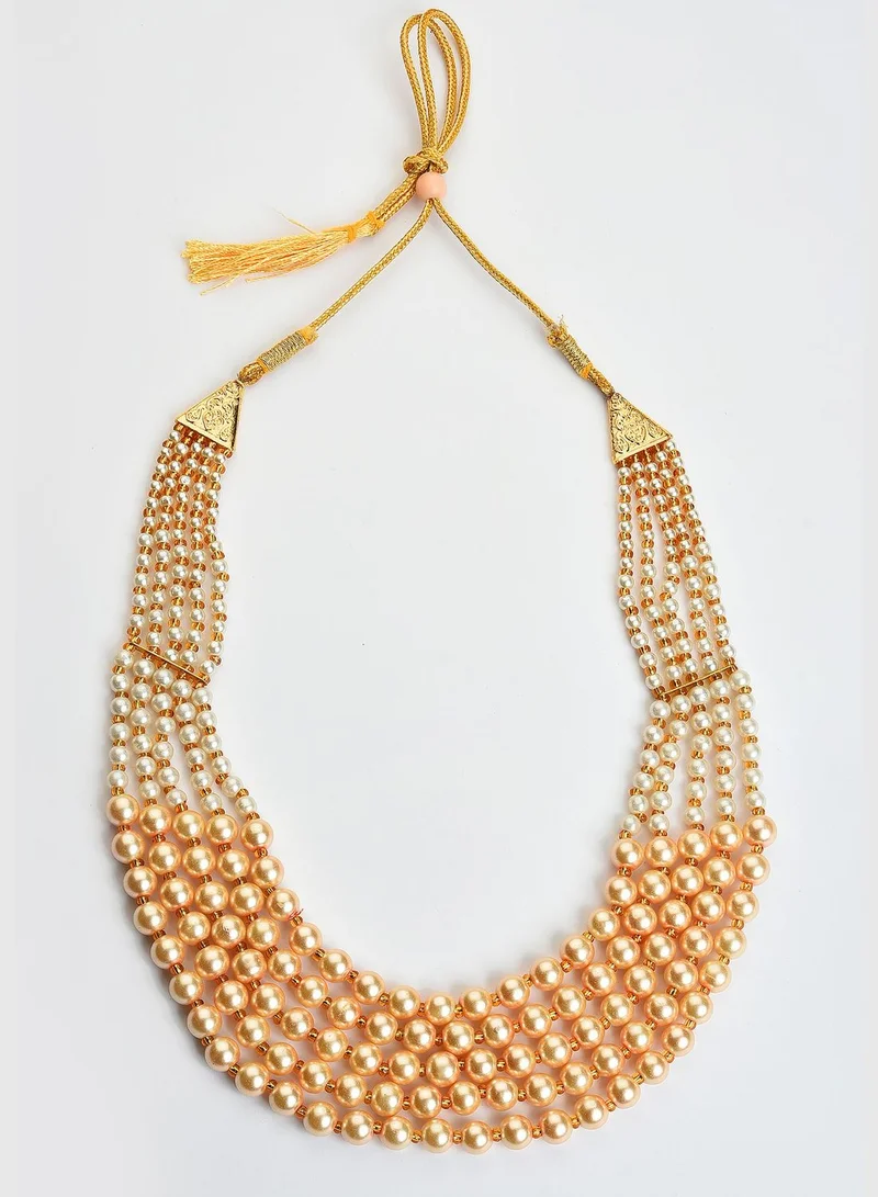 SOHI Gold Plated Pearls Necklace, Choker and Earrings