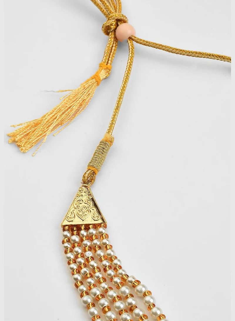 SOHI Gold Plated Pearls Necklace, Choker and Earrings