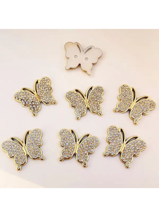 5pcs Gold Rhinestone Butterfly Clips Flat Back DIY Crafts Wedding Decor - Image 1