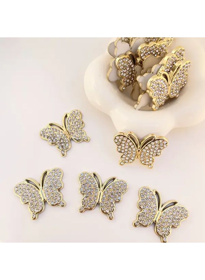 5pcs Gold Rhinestone Butterfly Clips Flat Back DIY Crafts Wedding Decor - Image 4
