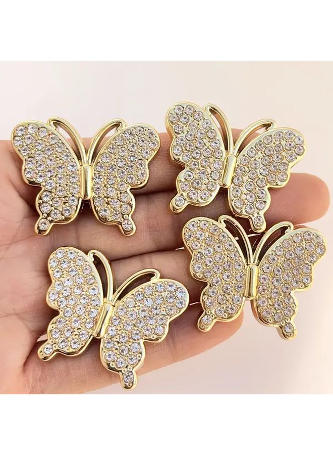 5pcs Gold Rhinestone Butterfly Clips Flat Back DIY Crafts Wedding Decor - Image 2
