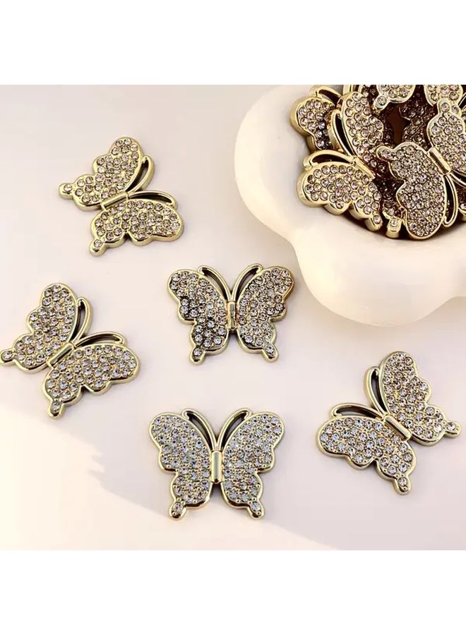 5pcs Gold Rhinestone Butterfly Clips Flat Back DIY Crafts Wedding Decor - Image 5