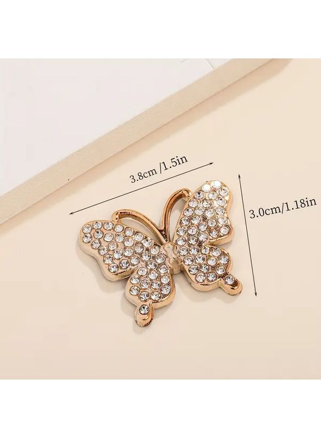 5pcs Gold Rhinestone Butterfly Clips Flat Back DIY Crafts Wedding Decor - Image 3