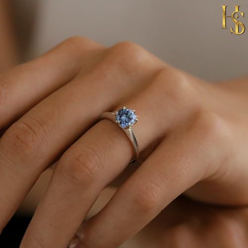 HighSpark 925 Silver Sparkling Martini Solitaire Ring for Women | 92.5 Sterling Silver & Diamond like Brilliance Sparkling Zirconia | Lovely Gift - Sapphire - Image 4