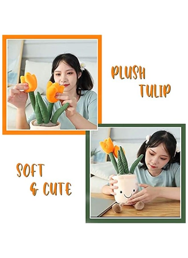 DURKU Soft Plush Tulip Flower Pillow - Huggable Plant Friend Cushion  - Image 2