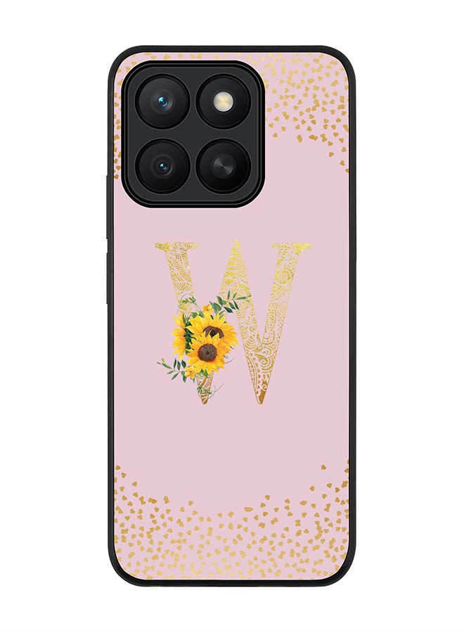 Stylizedd For Honor X8c Case,Slim fit Camera Protection, Shockproof Thin Phone cover  - Custom Floral Monogram - W  (Pink )