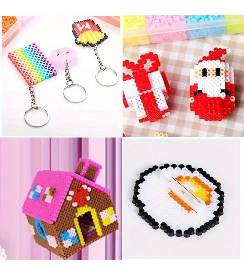 24 Color Bead Making Kit with Pegboard Ironing Paper Keychain Tray Tweezers for Creative Jewelry Art - Image 5