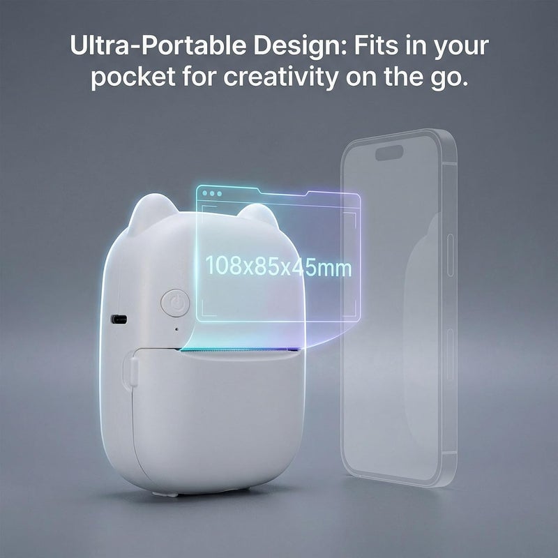 VBESTLIFE Voice Thermal Printer, Mini Portable Thermal Printer Print Pod, Inkless Label Maker with Smart App for Phone & Tablet for Office & Home Use - Image 5