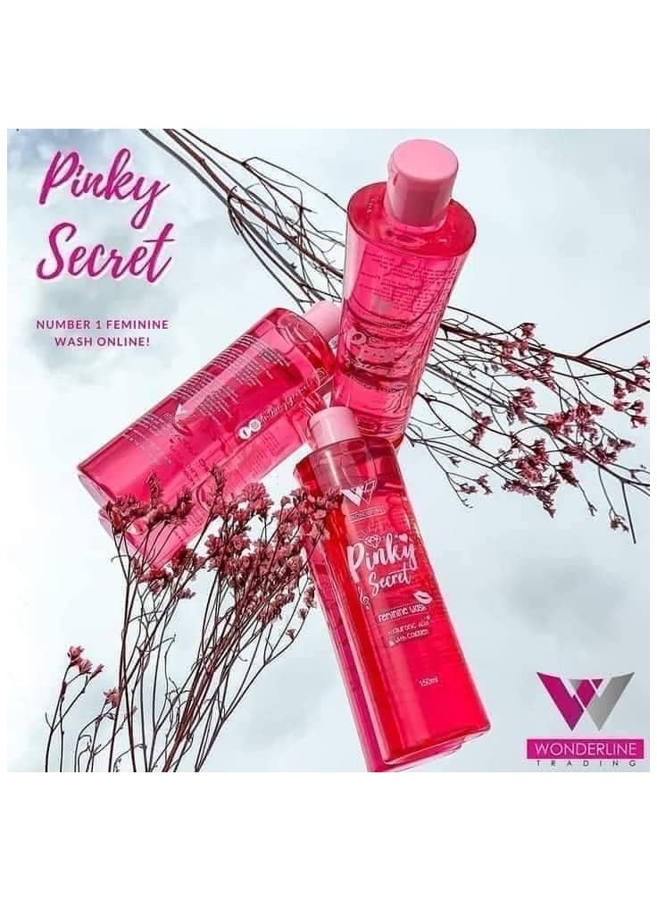 WONDERLINE - Pinky Secret Feminine Wash Hydraulonic Acid with Collagen Maintaining pH Balance Gentle Cleansing - 150ml - Image 1