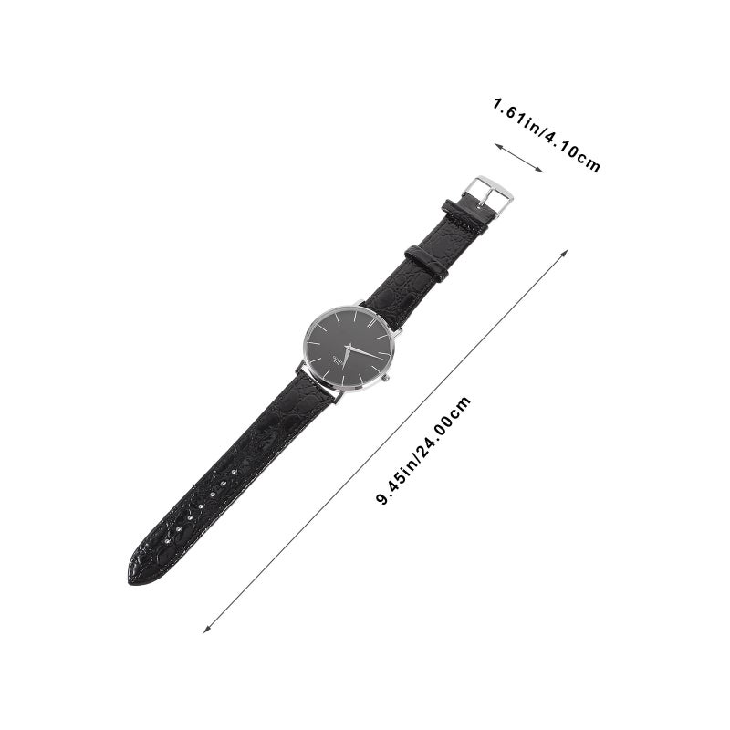 9140 -thin Round Boys Quartz Wrist Watch with PU Band (Black) - Image 2