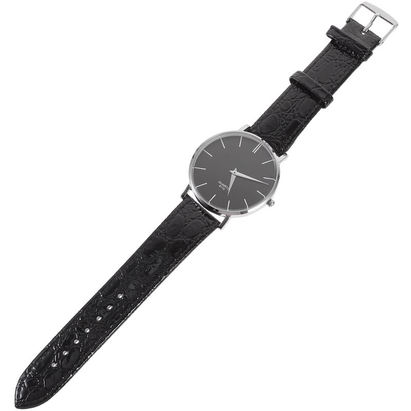 9140 -thin Round Boys Quartz Wrist Watch with PU Band (Black) - Image 4