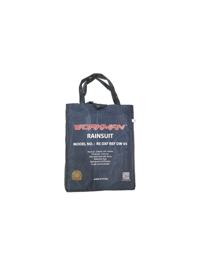 Workman - WORMAN Rain Suit DW05 Oxford Material with Reflective strips  | Waterproof Jacket & Trouser Set with Fixed Hood and Reflective Tape | Navy | Size-L - Image 1