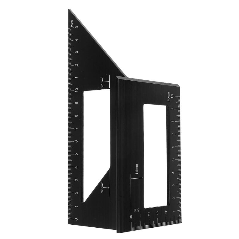Aluminum Alloy Multi Angle Ruler 45 90 Degree Measuring Tool for Woodworking with Scriber Silver Black - Image 2