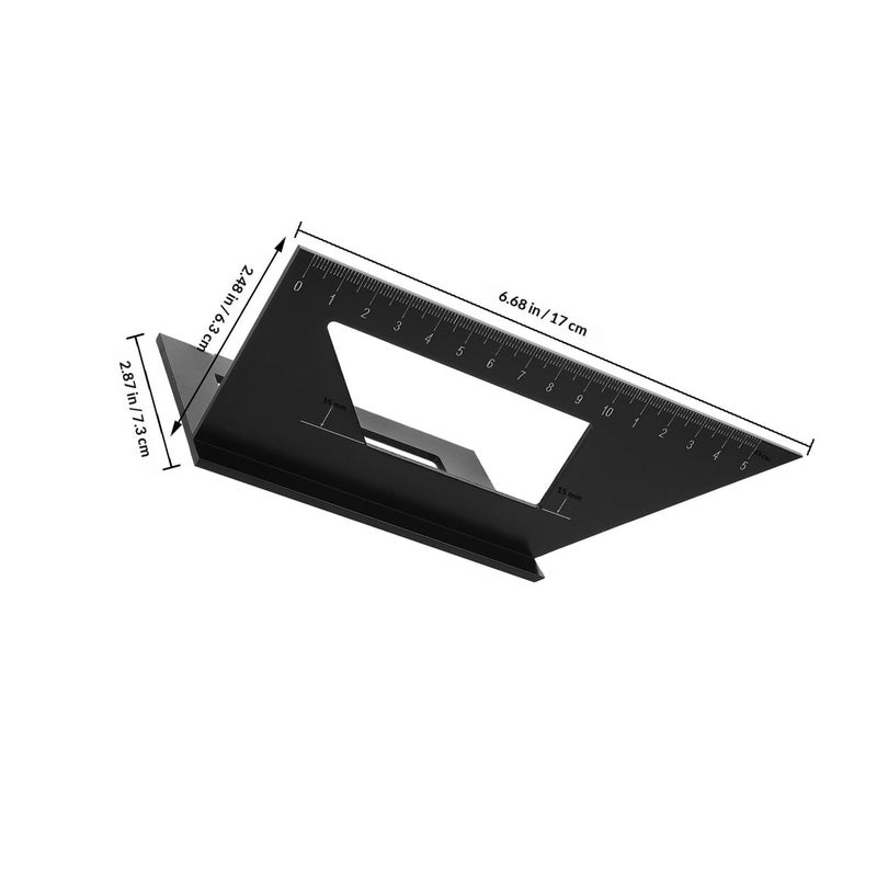 Aluminum Alloy Multi Angle Ruler 45 90 Degree Measuring Tool for Woodworking with Scriber Silver Black - Image 3