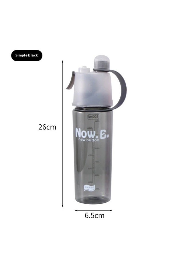 yongsheng Outdoor Sport Mist Spray Water Bottle 600ml,Portable Clear Plastic Spray Head Anti Leak Water Bottle (Black)  - Image 3