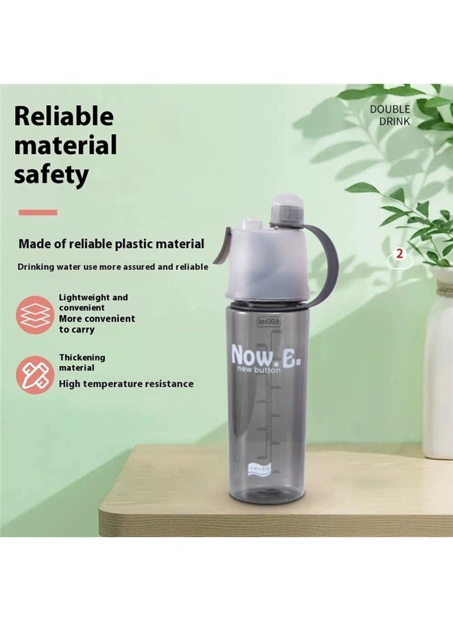 yongsheng Outdoor Sport Mist Spray Water Bottle 600ml,Portable Clear Plastic Spray Head Anti Leak Water Bottle (Black)  - Image 4