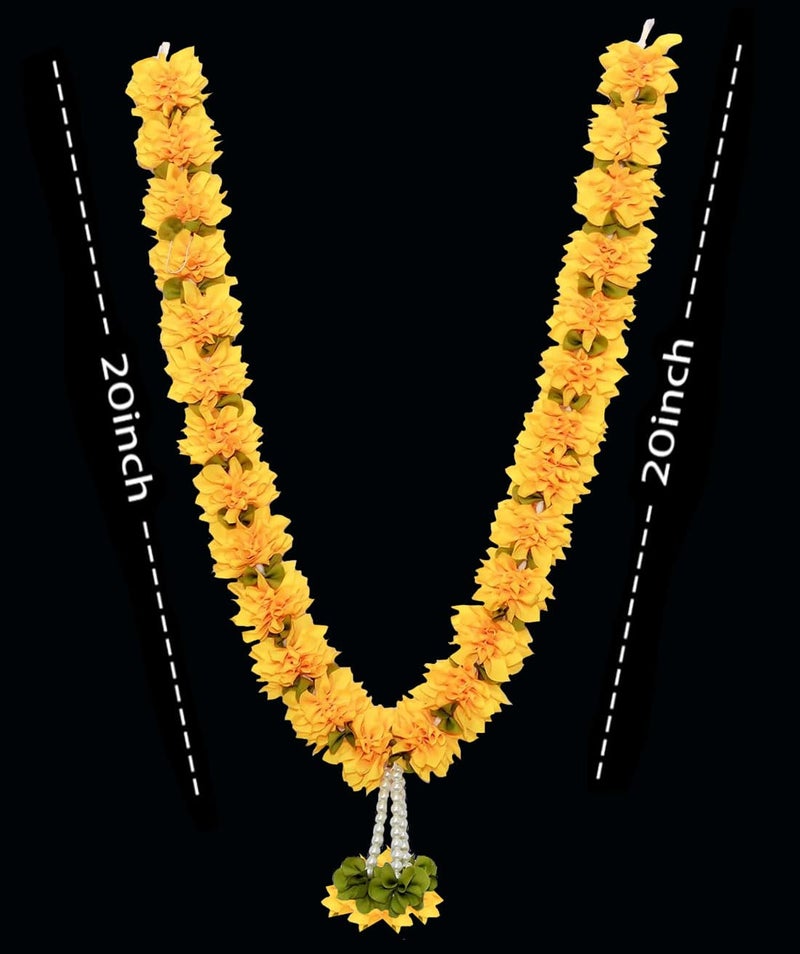 Tia Crafts Washable Handmade Artificial Sevanti Photo Garland, Flower Mala for Photo Frame & God Idols (Yelllow) - Image 3