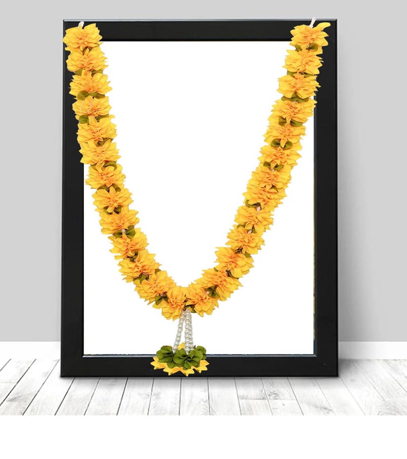 Tia Crafts Washable Handmade Artificial Sevanti Photo Garland, Flower Mala for Photo Frame & God Idols (Yelllow) - Image 4