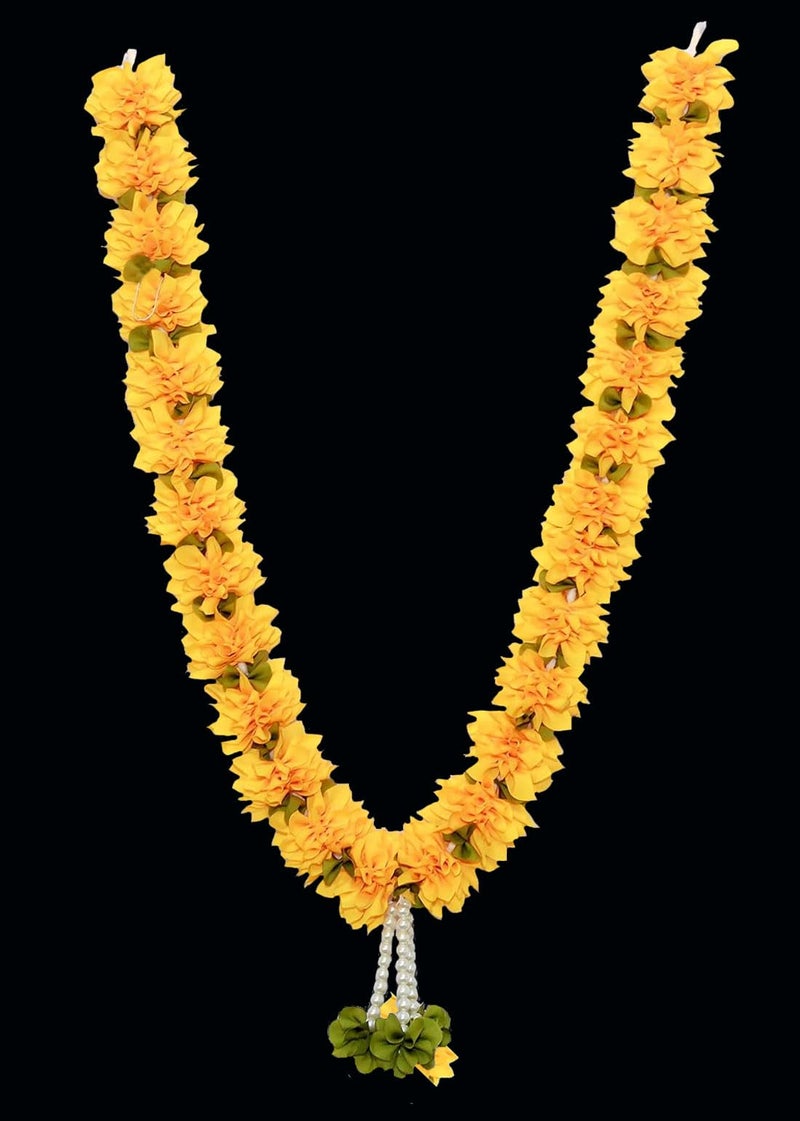 Tia Crafts Washable Handmade Artificial Sevanti Photo Garland, Flower Mala for Photo Frame & God Idols (Yelllow) - Image 1