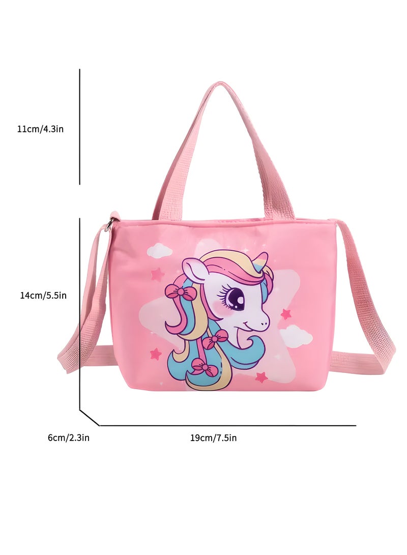 LIXADA Cute Unicorn Nylon Shoulder Bag Crossbody Bag Cute Animal Unicorn Crossbody Purse Tote, Ideal Gifts for Kids Age 3+ (Pink)  - Image 3