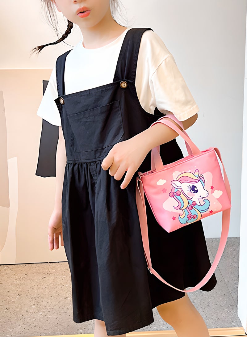 LIXADA Cute Unicorn Nylon Shoulder Bag Crossbody Bag Cute Animal Unicorn Crossbody Purse Tote, Ideal Gifts for Kids Age 3+ (Pink)  - Image 4
