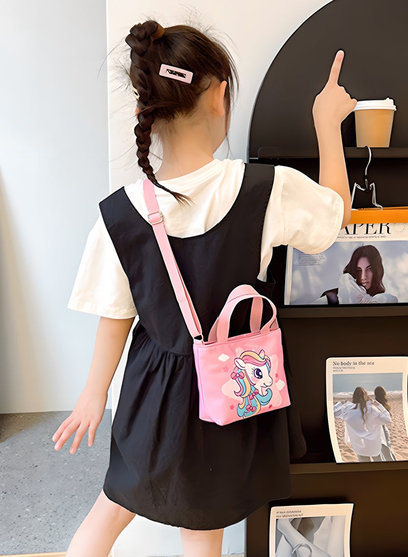 LIXADA Cute Unicorn Nylon Shoulder Bag Crossbody Bag Cute Animal Unicorn Crossbody Purse Tote, Ideal Gifts for Kids Age 3+ (Pink)  - Image 5