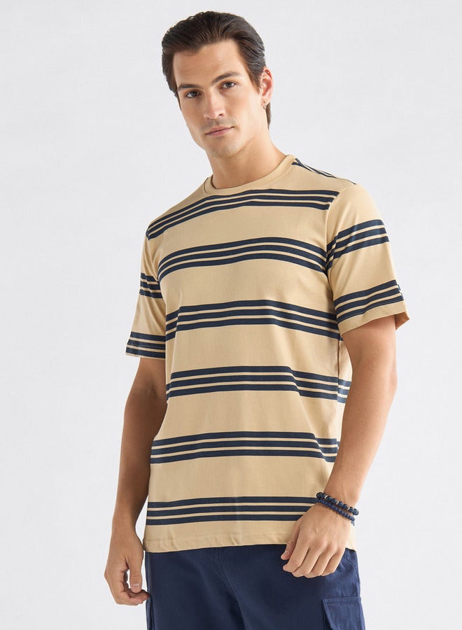 Splash FAV Striped T-shirt with Crew Neck and Short Sleeves - Image 1