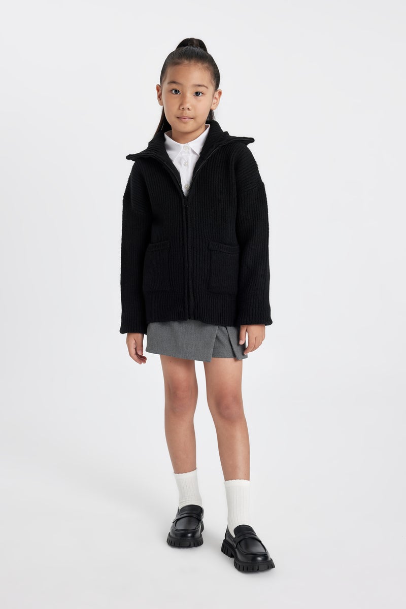 DeFacto Black Girl Girl Zippered Black School Sweatshirt Casual - Image 2