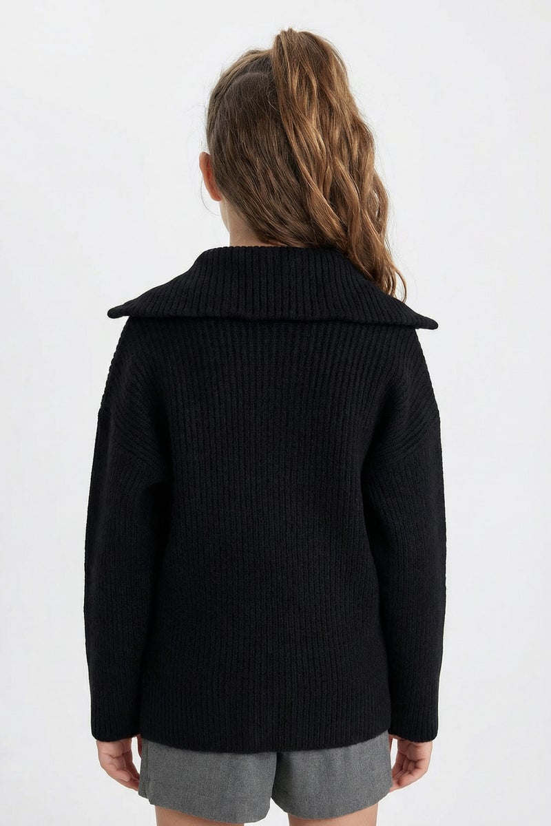 ديفاكتو جاكيت تريكو مدرسة بناتي أسود بسوسته - Image 5