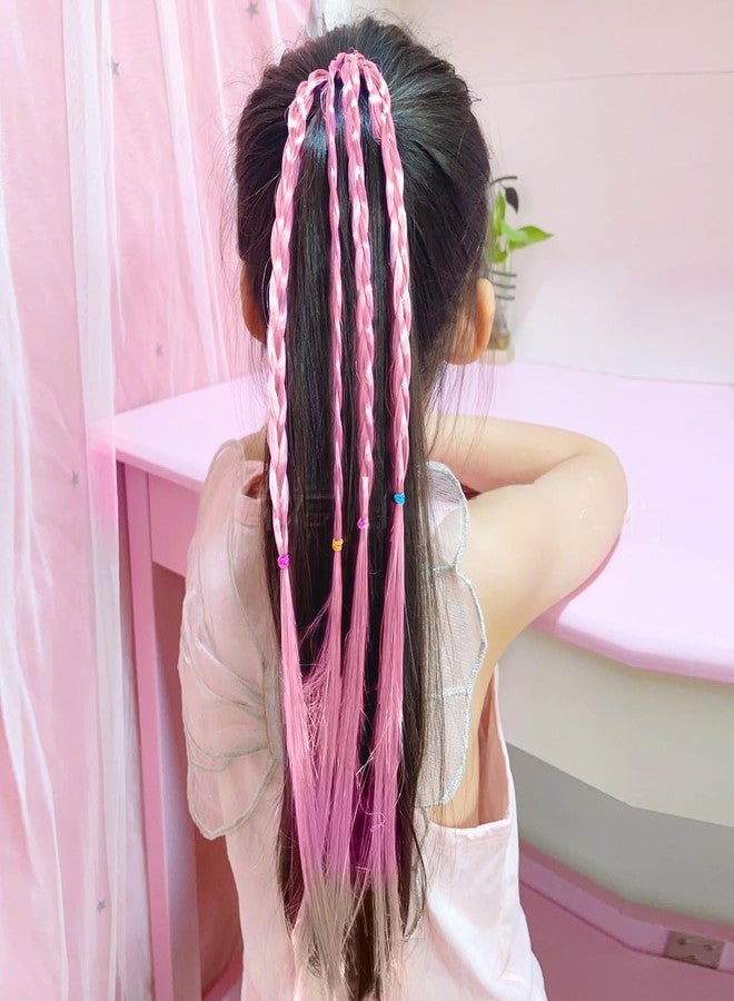 SYGA Cute Girl Colorful Wig Hair Rope Princess Twisted Braid Elastic Hairband Ponytail Headdress Fashionable Children's Hair Accessories(Gradient Pink Gold) - Image 1